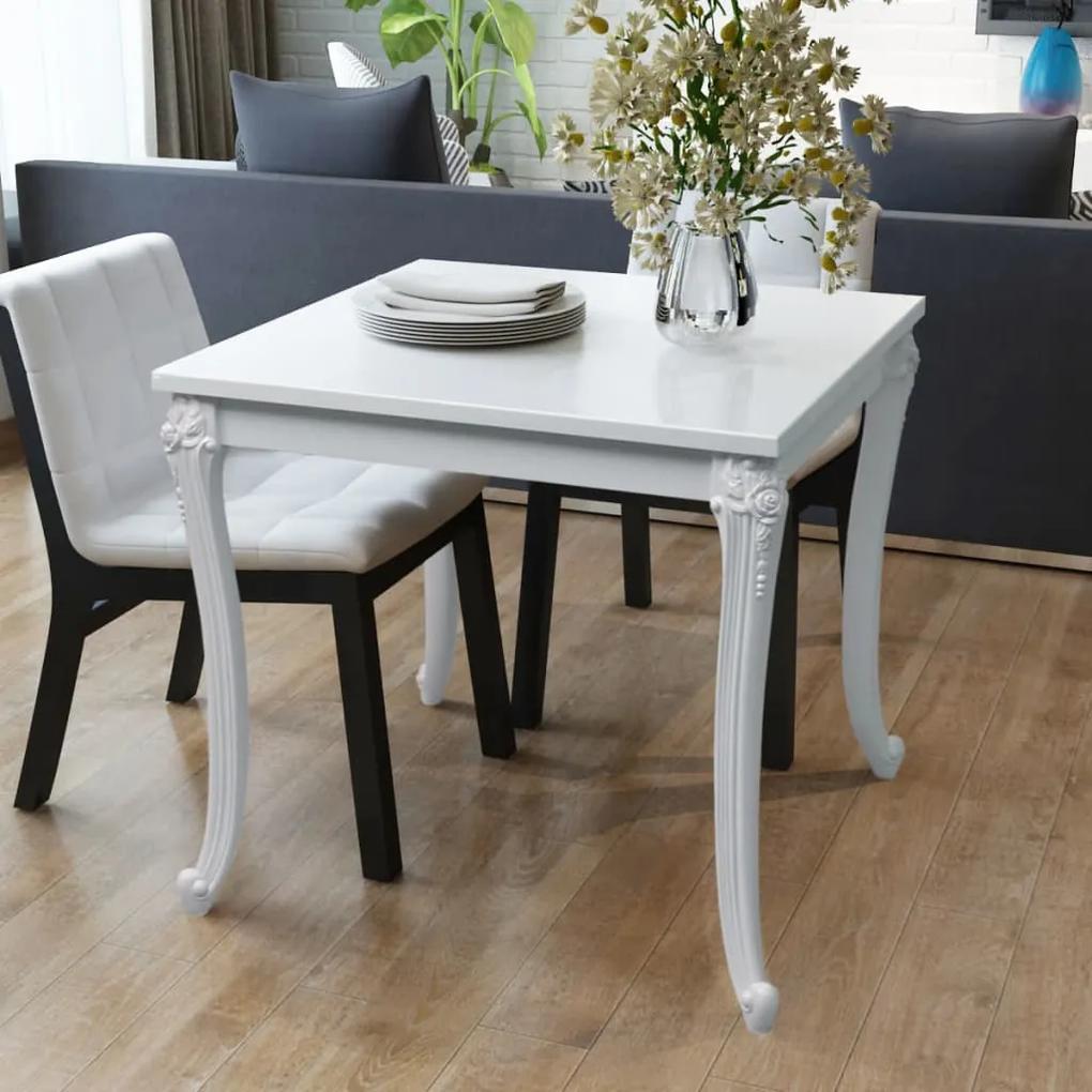 Mesa de jantar, 80x80x76 cm, branco brilhante