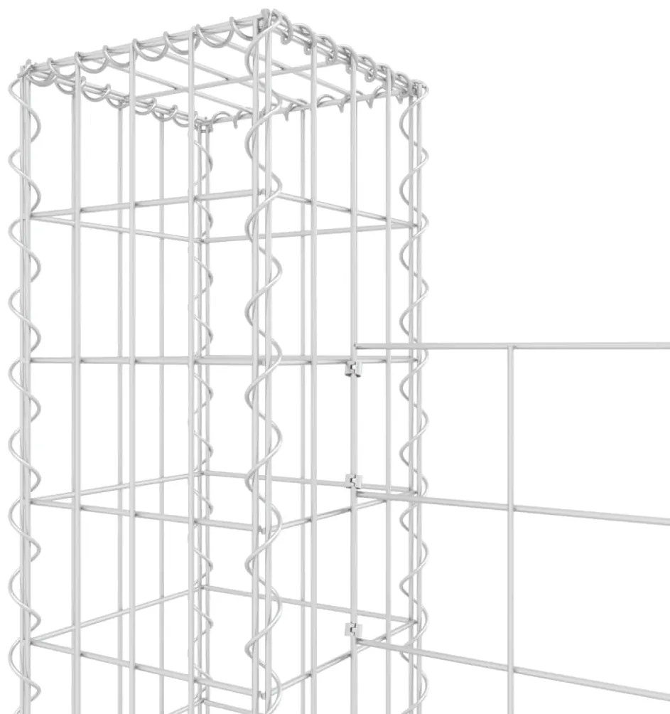 Cesto gabião em forma de U c/ 5 postes 500x20x150 cm ferro