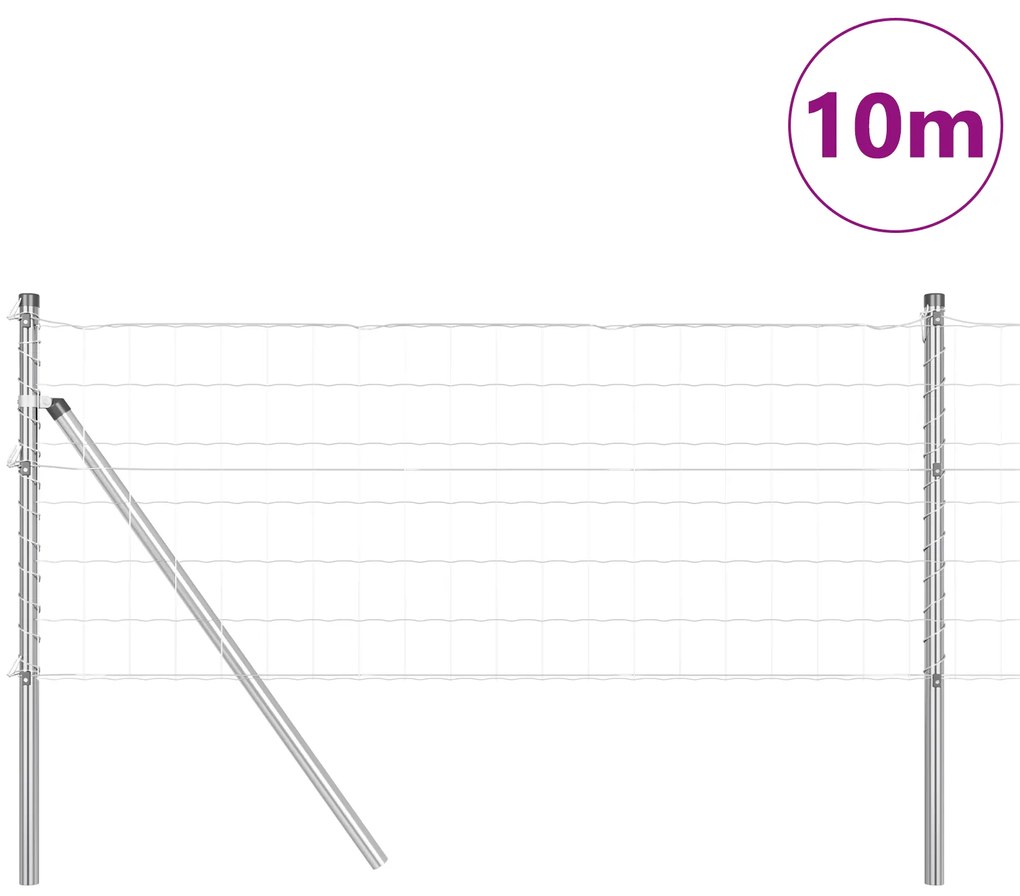 Cerca Euro com 7 Postes 0.4x10 m Aço Galvanizado