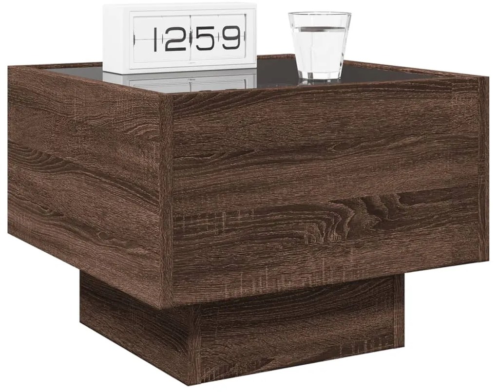 Mesa de cabeceira c/ LED Infinity 40x40x30 cm carvalho castanho