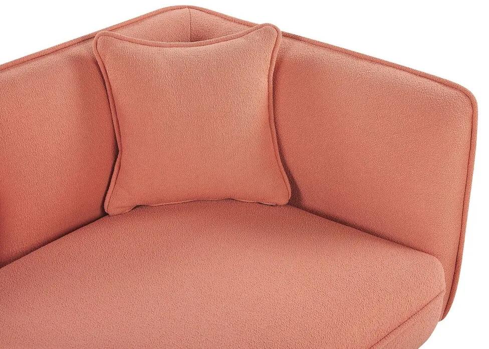 Chaise-Longue à direita em tecido bouclé rosa pêssego CHEVANNES Beliani