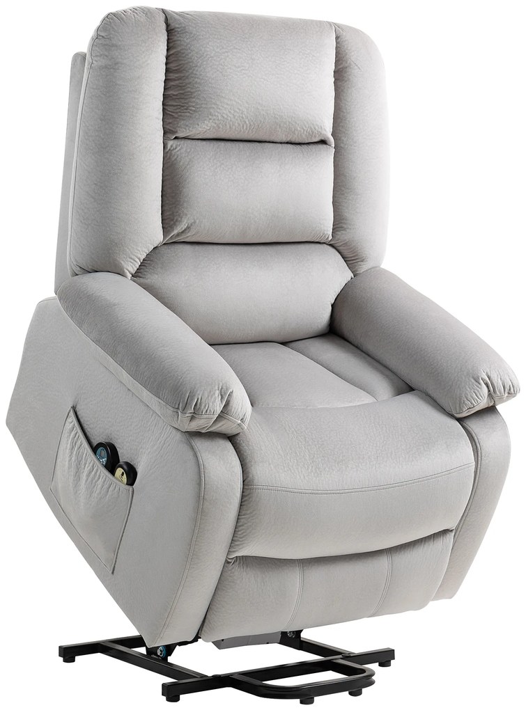 HOMCOM Poltrona de Levantamento com Função de Massagem 90x93x110 cm Cinza Claro | Aosom Portugal