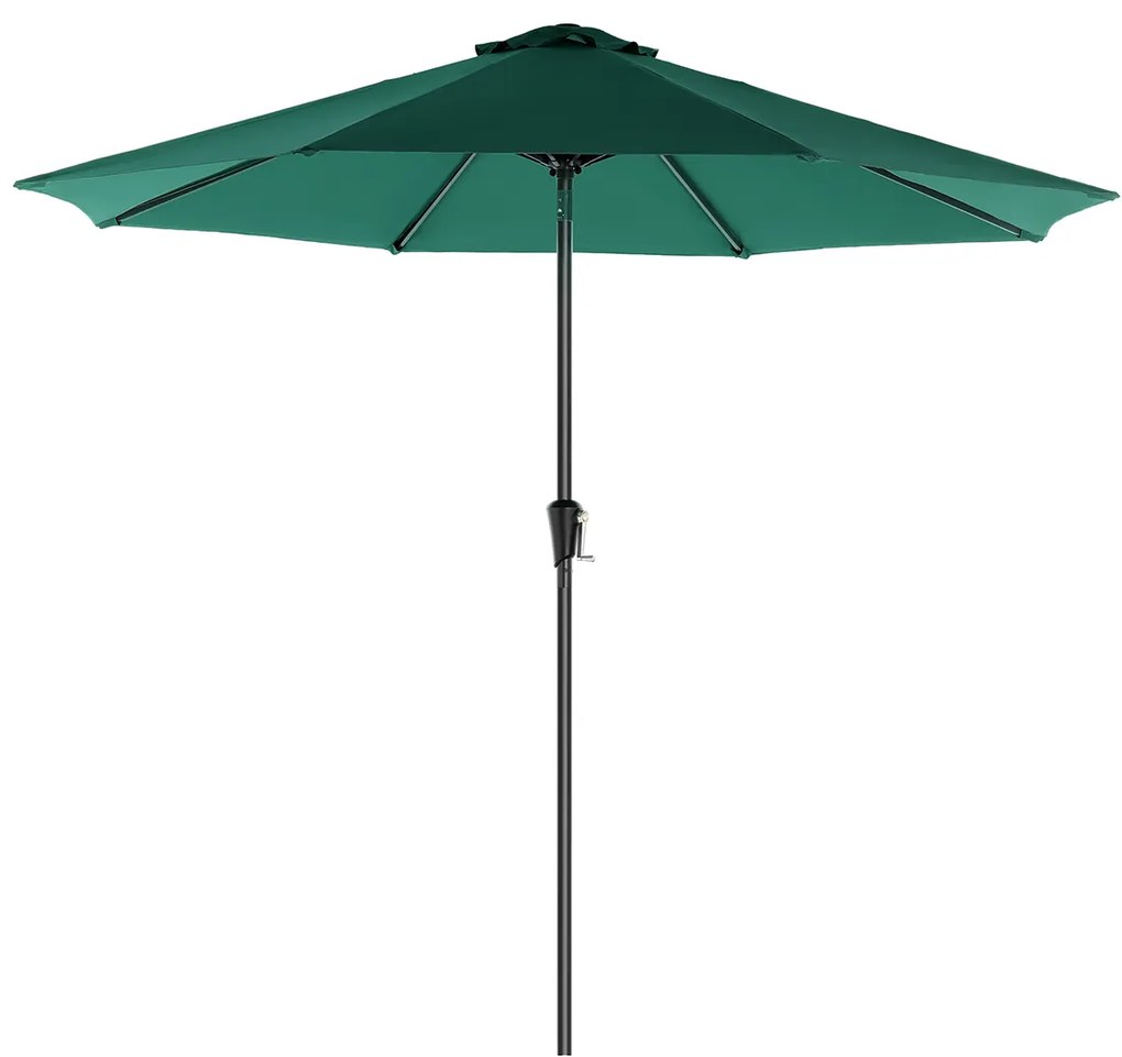 Guarda-sol de jardim SONGMICS de 290 cm, UPF 50+, guarda-sol, inclinação de 30 ° em 2 direções, manivela para abrir e fechar, para jardins externos, piscina, varanda, pátio, base não incluída, GPU30GN verde