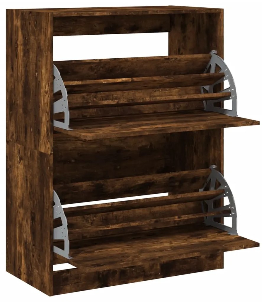 Sapateira c/ 2 gavetas articuladas 80x42x108 cm carvalho fumado