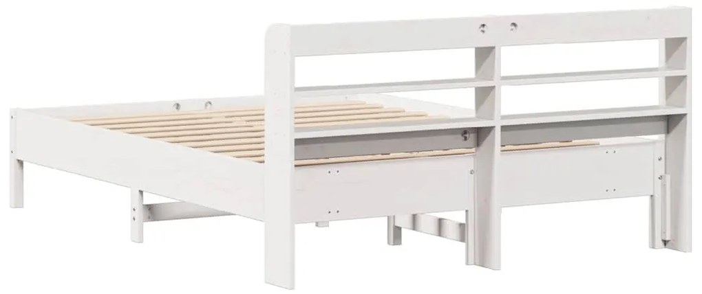 Cama sem colchão 140x200 cm madeira de pinho maciça branco