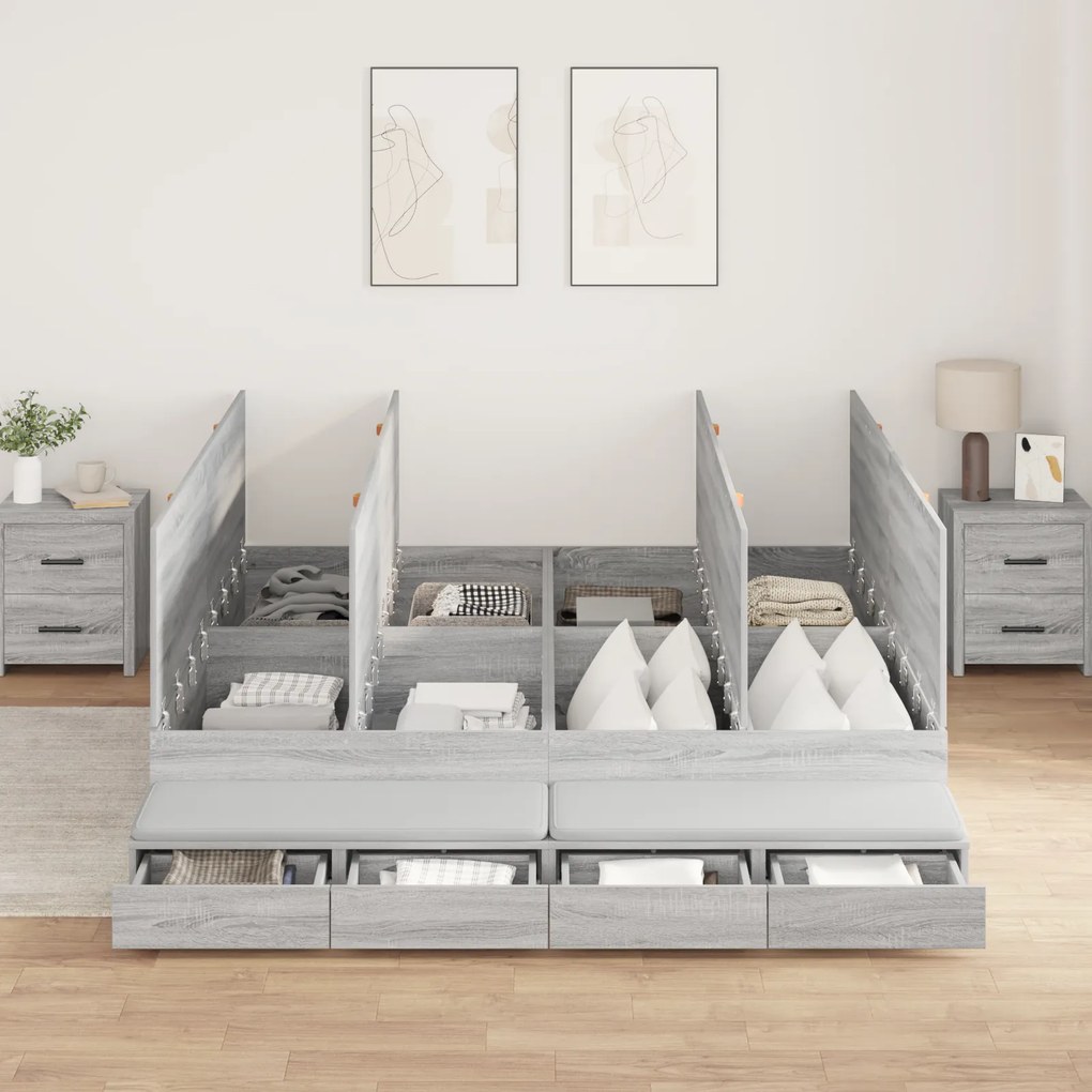 Estrado de Cama Cinzento Sonoma 200x200 cm