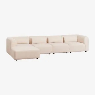 Sofá Modular Fogler Com Chaise Longue Esquerda De 4 Peças Chenille Creme Bege - Sklum