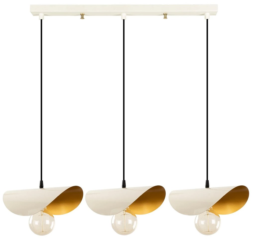 Chandelier Sivani – Branco e Dourado – 80 x 17 cm