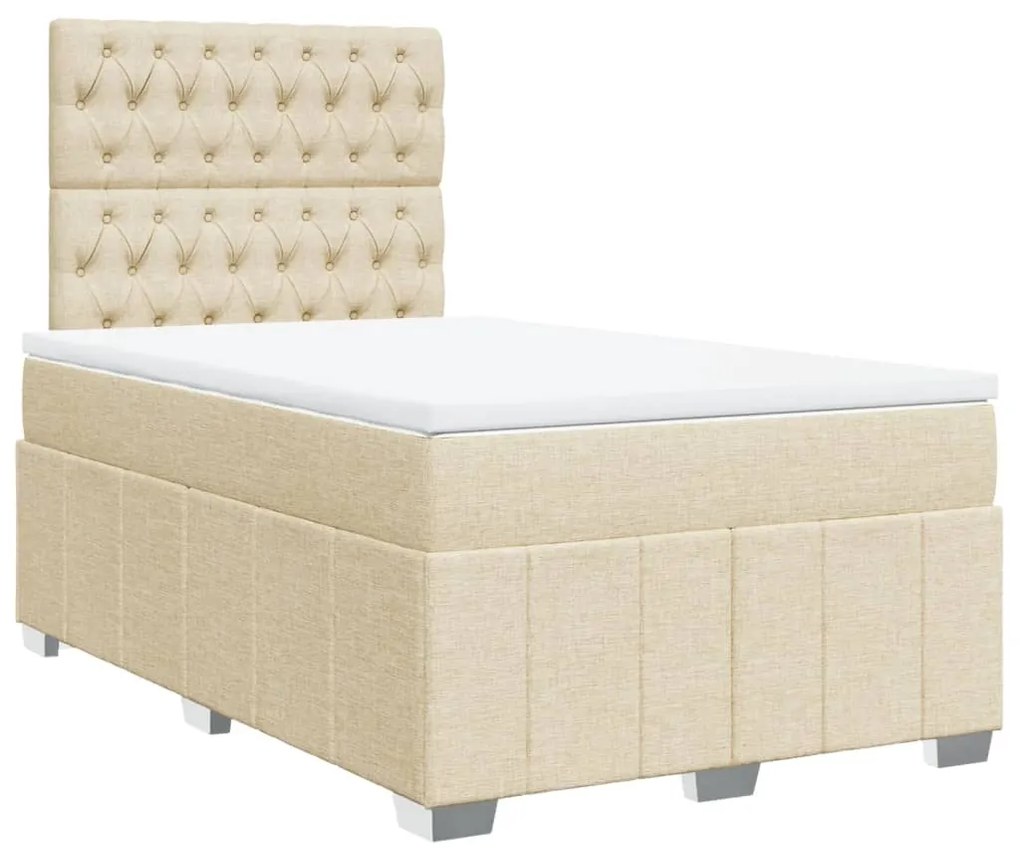 Cama boxspring com colchão 120x190 cm tecido cor creme