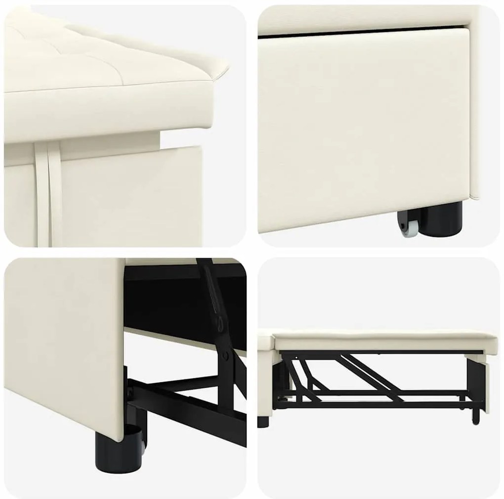 Sofá-Cama 3 em 1 Pull-Out Creme Veludo