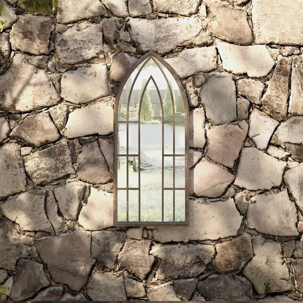 vidaXL Espelho de jardim p/ uso exterior ferro 70x30 cm cor de areia