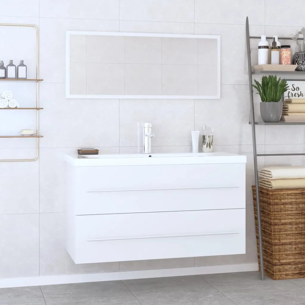 vidaXL 3 pcs conjunto de móveis de casa de banho branco brilhante