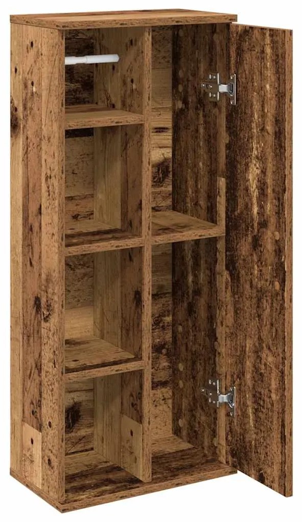 Móvel p/ casa banho c/ suporte rolos 39x22x90 cm madeira velha