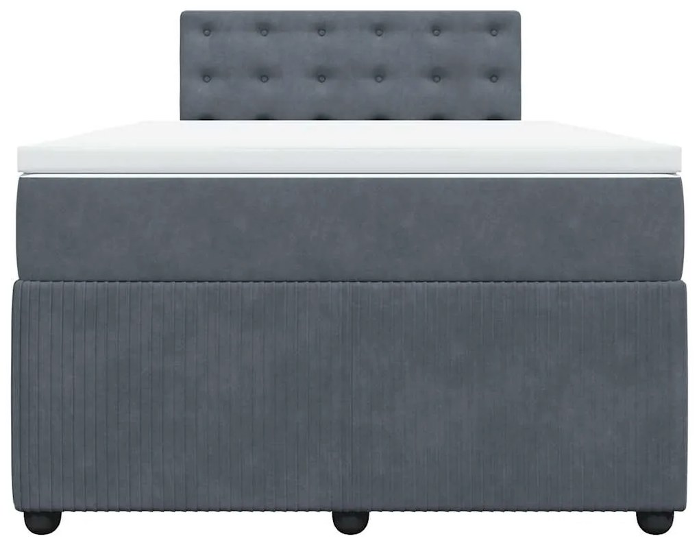 Cama boxspring com colchão 120x190 cm veludo cinzento-escuro