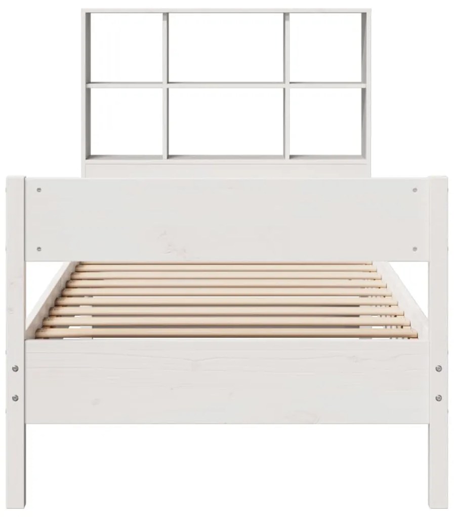 Cama com estante sem colchão 90x190 cm pinho maciço branco