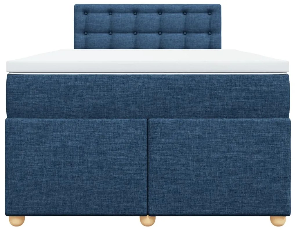 Cama boxspring com colchão 120x190 cm tecido azul