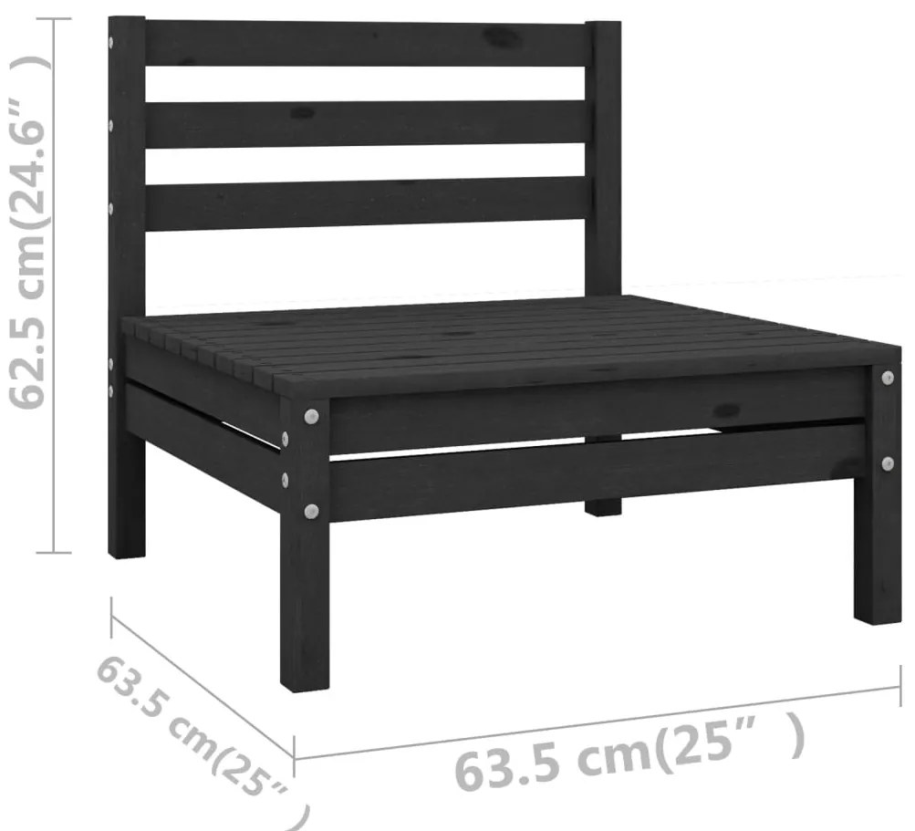 6 pcs conjunto lounge de jardim pinho maciço preto