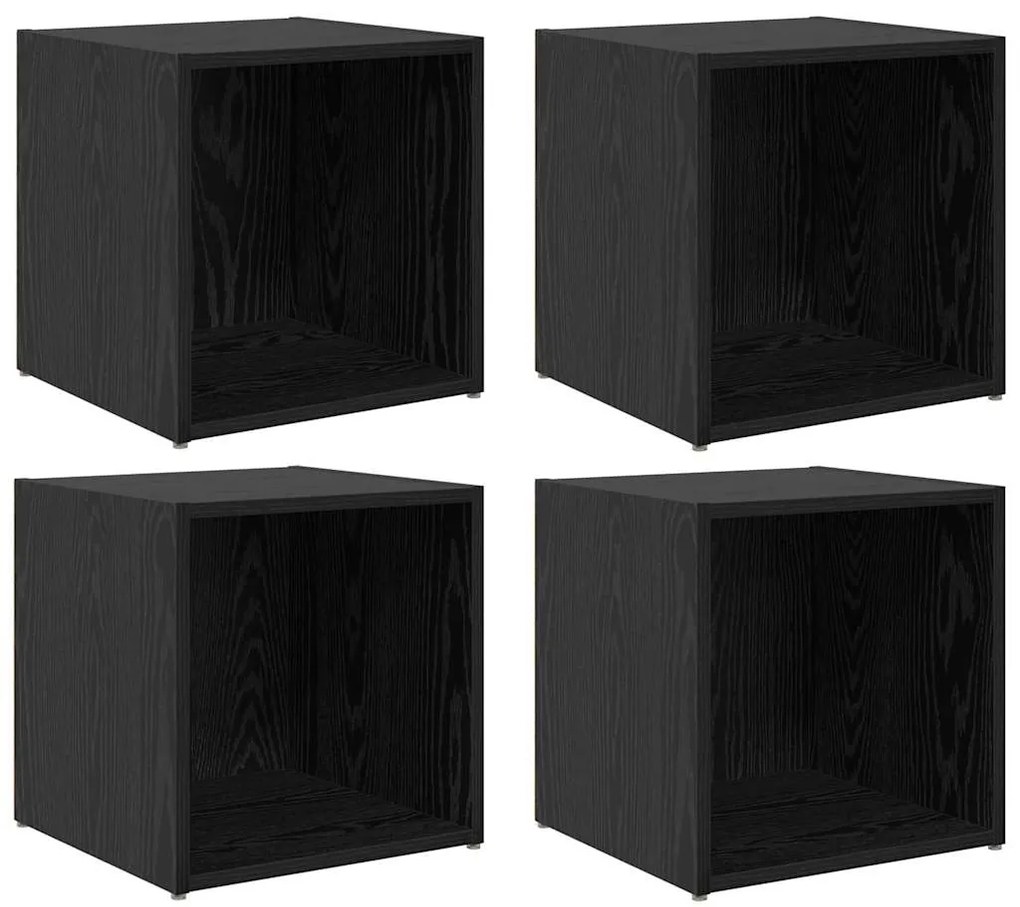 Armários de TV - 4 pcs, Carvalho Preto, 37x35x37 cm, Madeira de Engenh