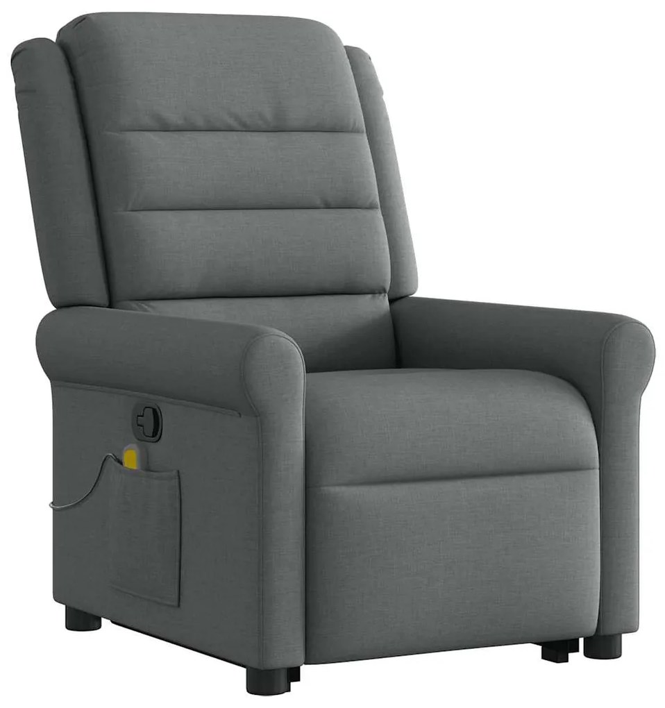 Poltrona elevatória de massagens tecido cinzento-escuro