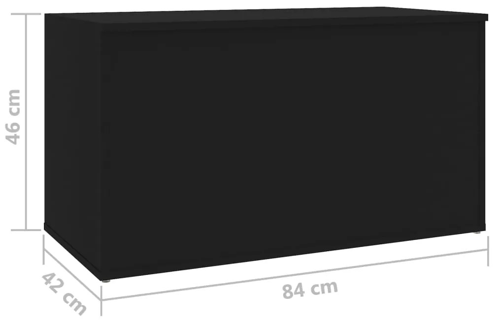 Arca de arrumação 84x42x46 cm madeira processada preto