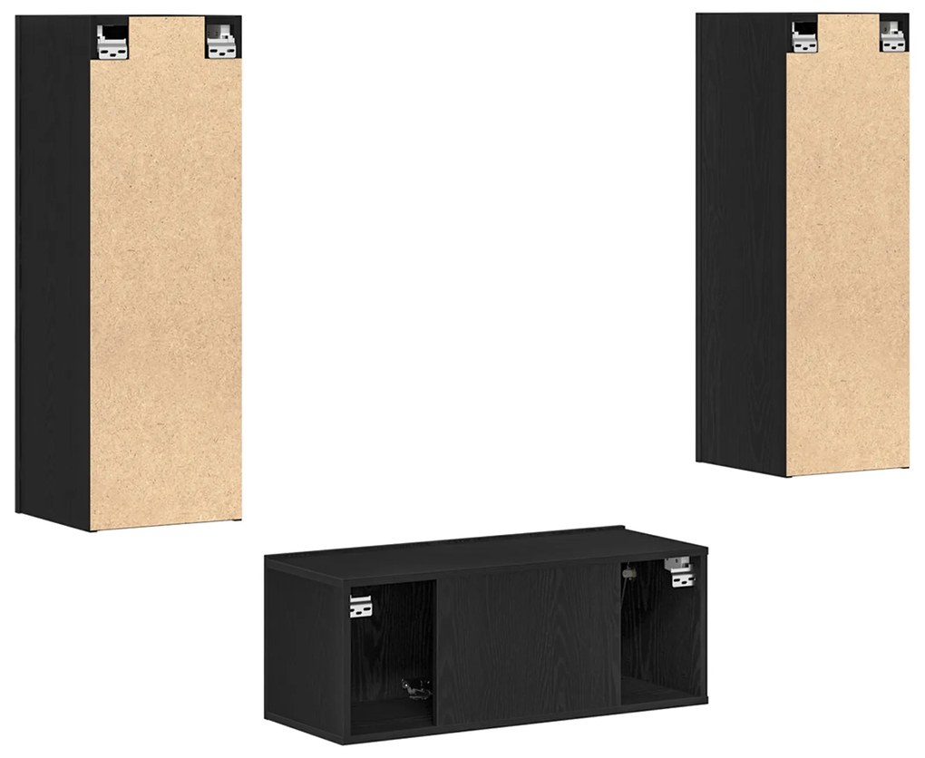 Conjunto de Estante para TV vidaXL de 4 Peças Carvalho Preto Madeira E