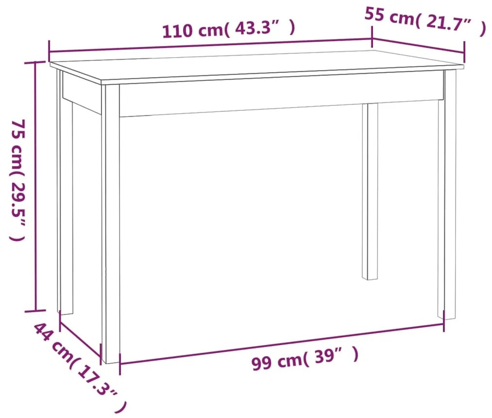 Mesa de jantar 110x55x75 cm madeira de pinho maciça branco