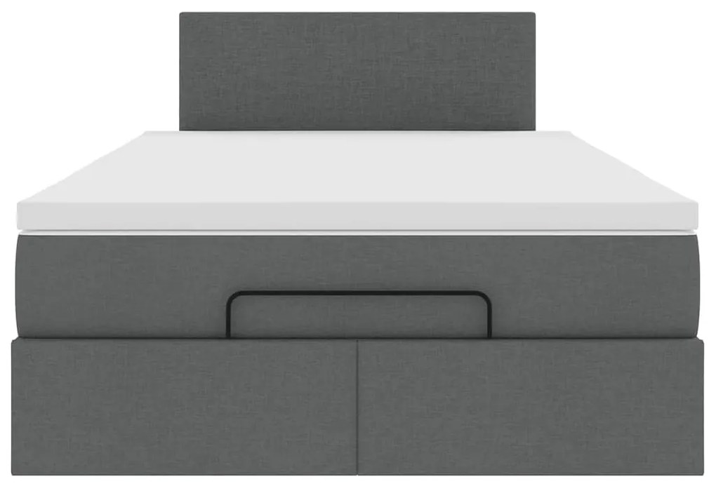 Cama otomana com colchão&LEDs 120x190 cm tecido cinzento escuro