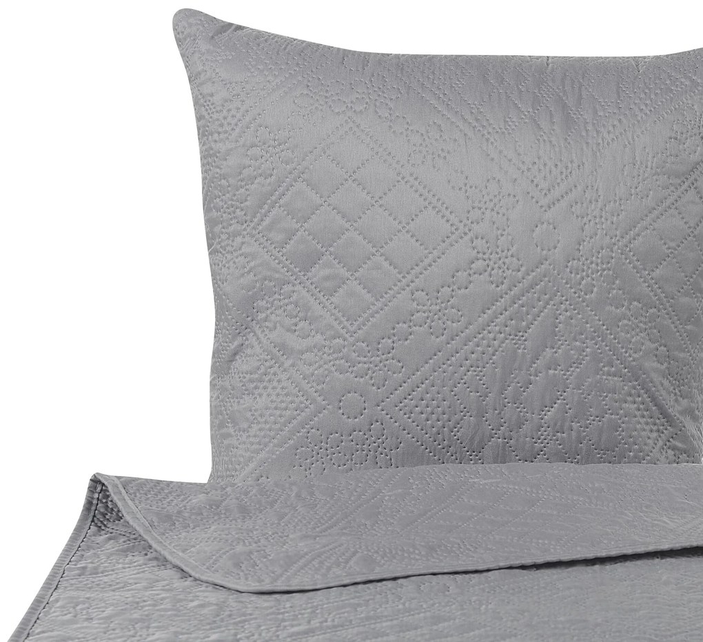 Colcha com relevo e duas almofadas cinzentas  220 x 240 ALAMUT Beliani