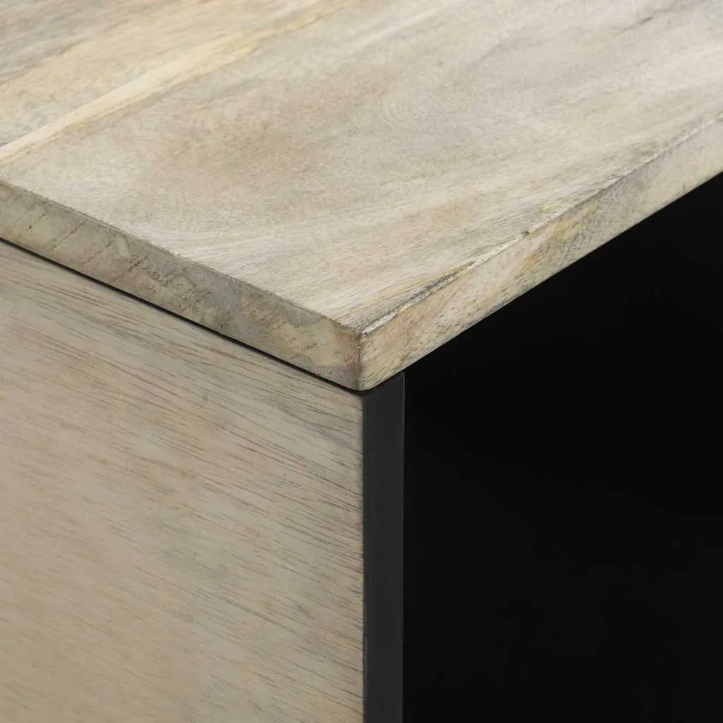 Mesa de centro com prateleira com armazenamento com porta Branco, Pret