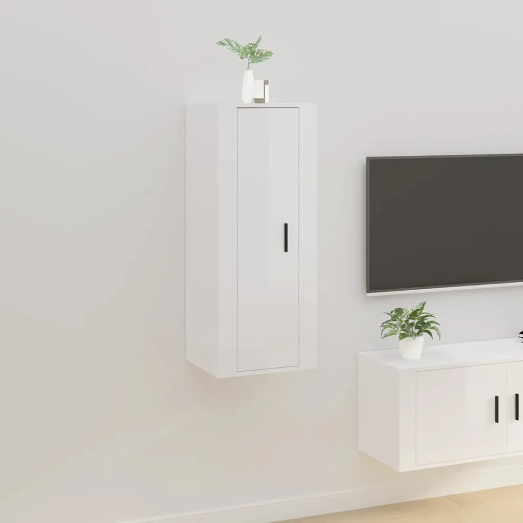 vidaXL Móvel de TV de parede 40x34,5x100 cm branco brilhante