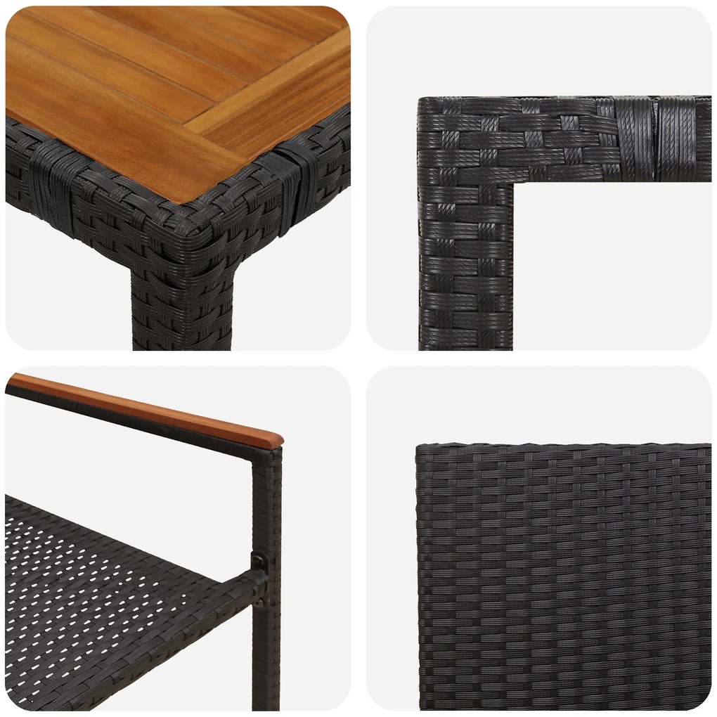 Conjunto de Jantar de Jardim vidaXL 9 Peças Polirattan Preto