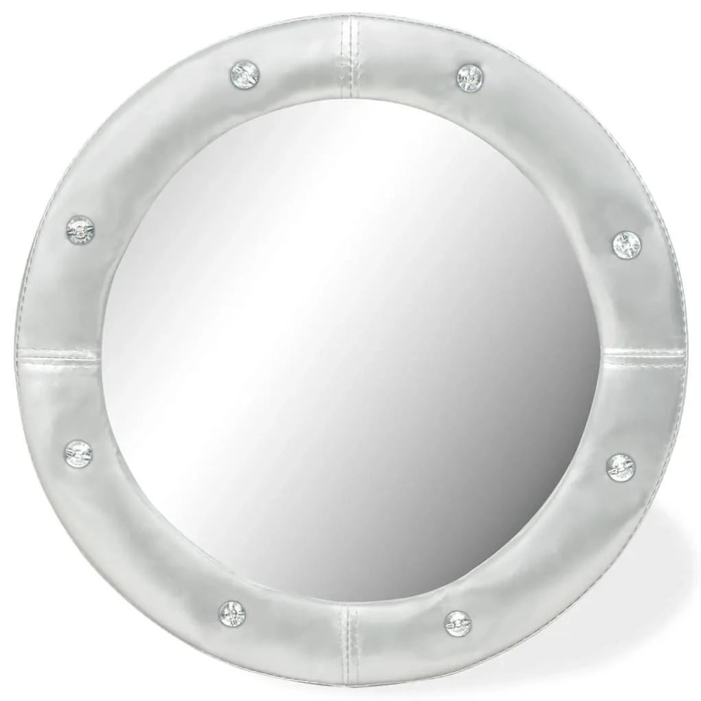 Espelho de parede couro artificial 60 cm prateado brilhante