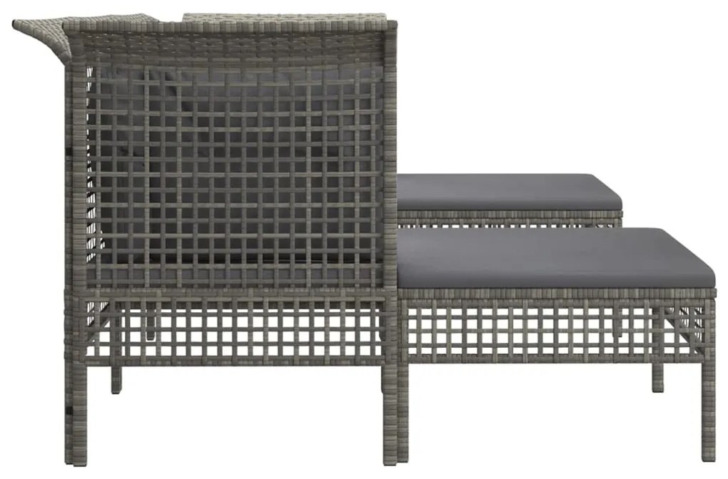 5 pcs conjunto lounge de jardim c/ almofadões vime PE cinzento
