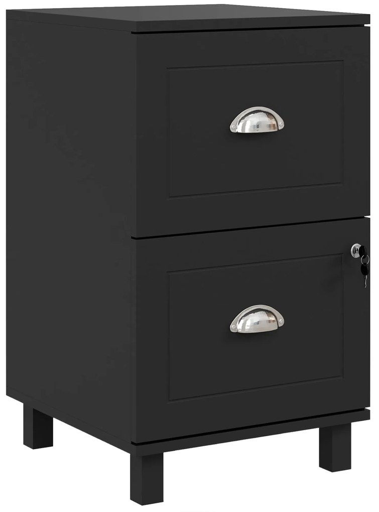 HOMCOM Bloco de Gavetas com Fechadura e Guias A4/Carta 2 Gavetas 40x41,5x67,5 cm Preto | Aosom Portugal