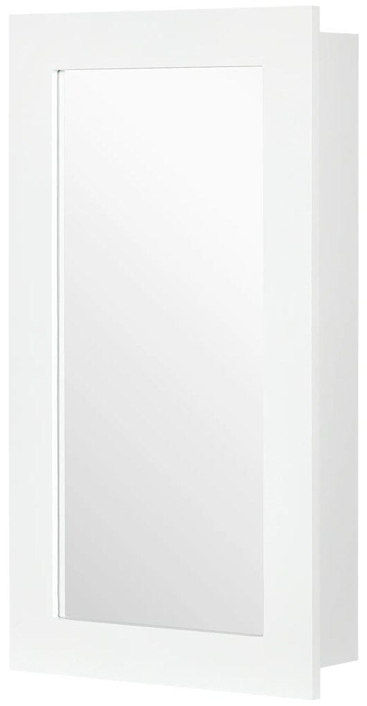 kleankin Armário com Espelho para Casa de Banho Armário de Parede para Casa de Banho com Porta e Prateleiras Ajustáveis 40x12x71 cm Branco