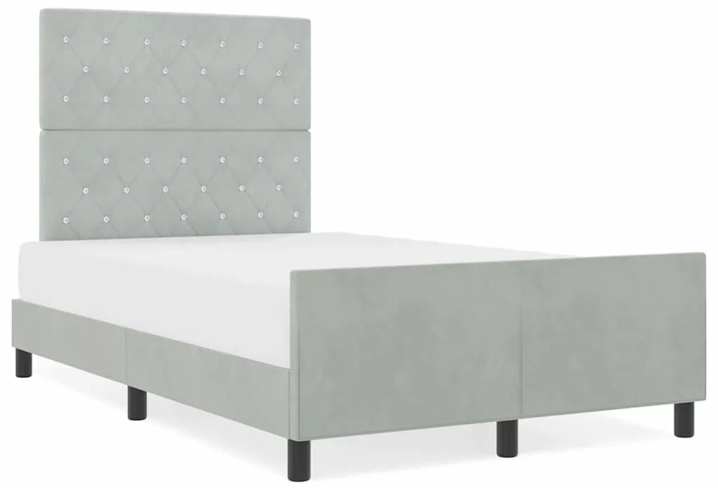 Cama vidaXL Cinza Claro 120x190 cm Veludo