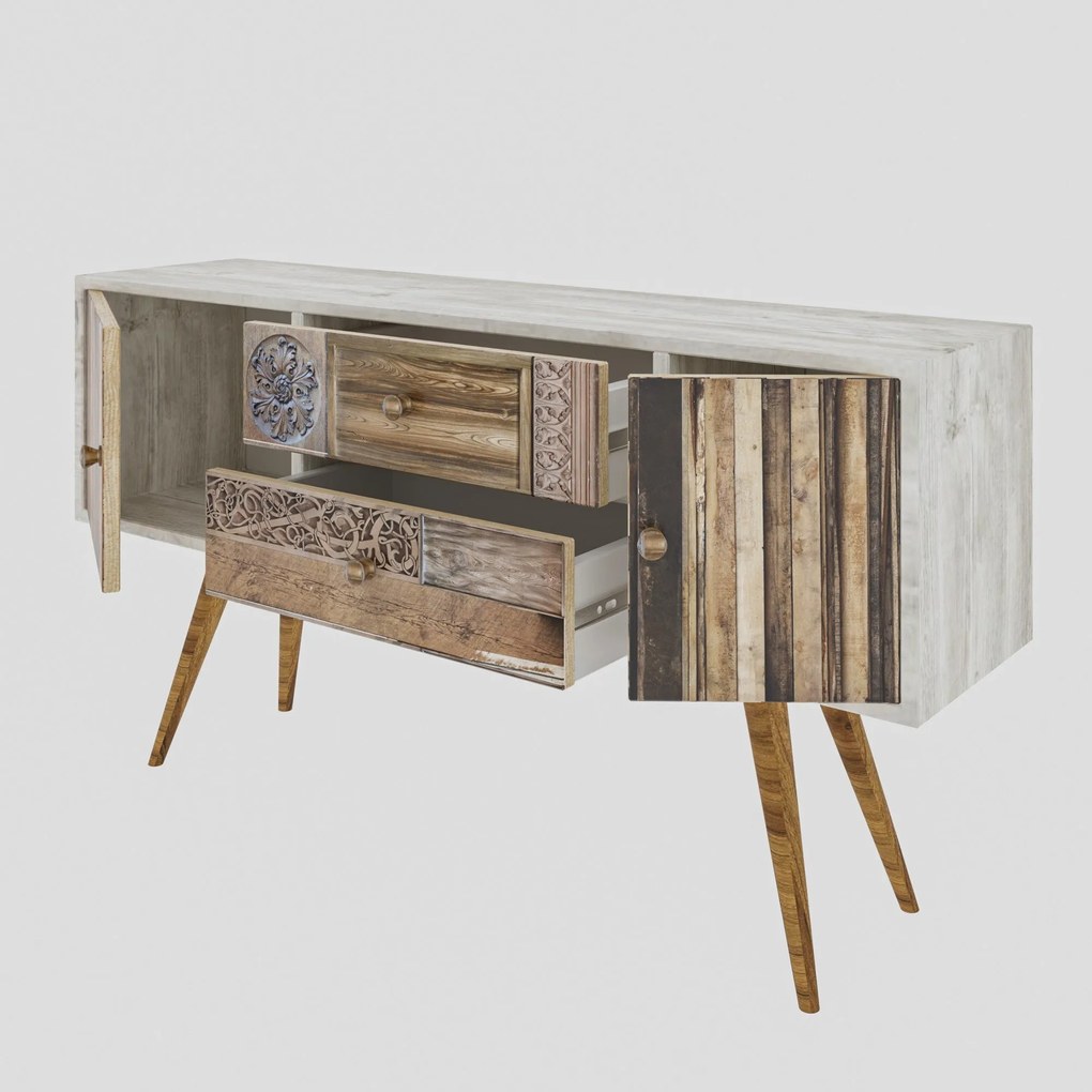 Móvel TV Odense – Branco Nogueira – 122x65x35 cm