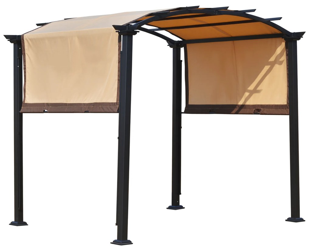 Pergola 3x2,5 m com teto retrátil para jardim pátio Terraço Tecido de poliéster parafusado resistente aos raios UV Bege
