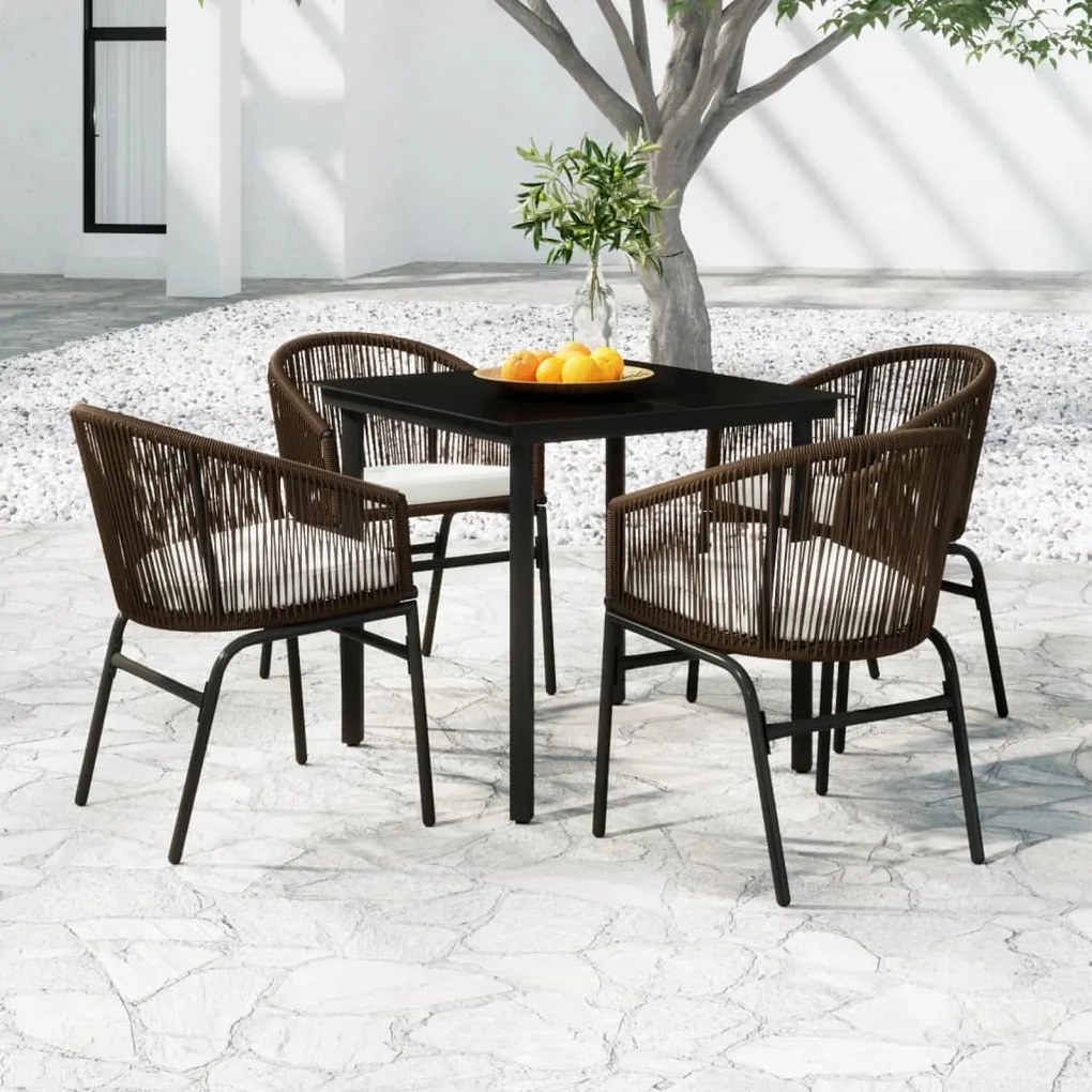vidaXL 5 pcs conjunto de jantar para jardim castanho