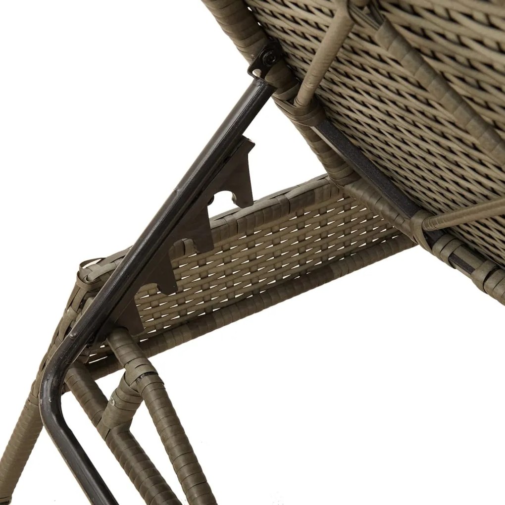 Espreguiçadeiras com mesa 2 pcs vime PE cinzento