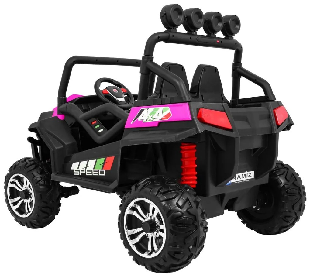 Carro elétrico para Crianças 2 Lugares Grand Buggy 4x4 LIFT 2x12V Rodas Espuma EVA, Assento couro ecológico Rosa