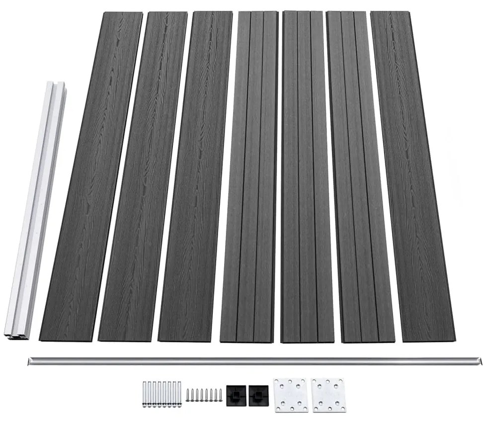 Conjunto painel de cerca 353x146 cm WPC preto