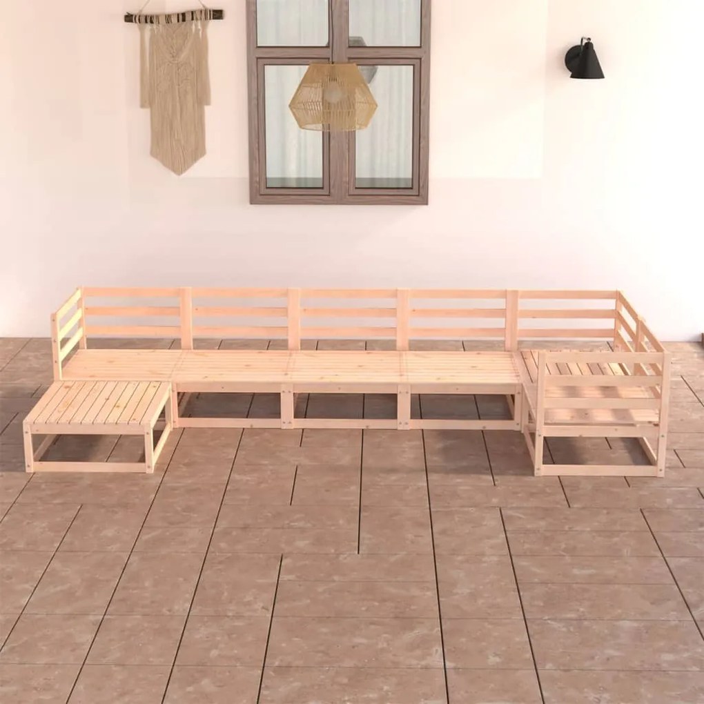 vidaXL 7 pcs conjunto lounge de jardim pinho maciço