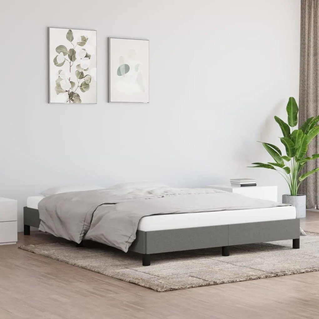 Estrutura de cama sem colchão 140x190 cm tecido cinzento-escuro
