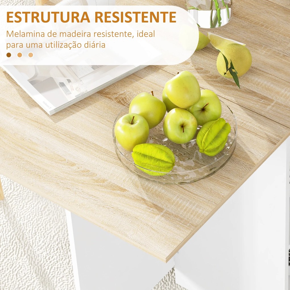 Mesa de Cozinha Dobrável Mesa de Sala de Jantar com Rodas Laterais Reb