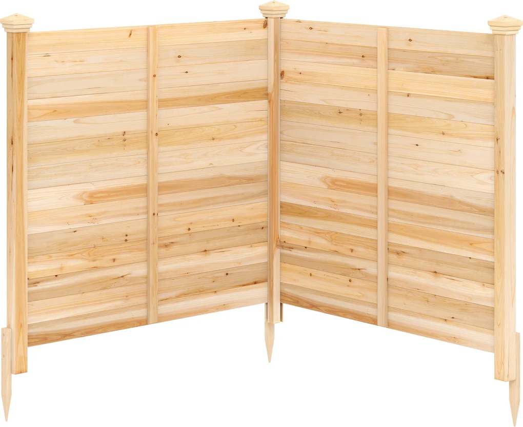 Conjunto de 2 Painéis de Privacidade para o Exterior  119 x 119 cm com Estacas Metálicas para Ar Condicionado, Caixote do Lixo de Jardim, Natural