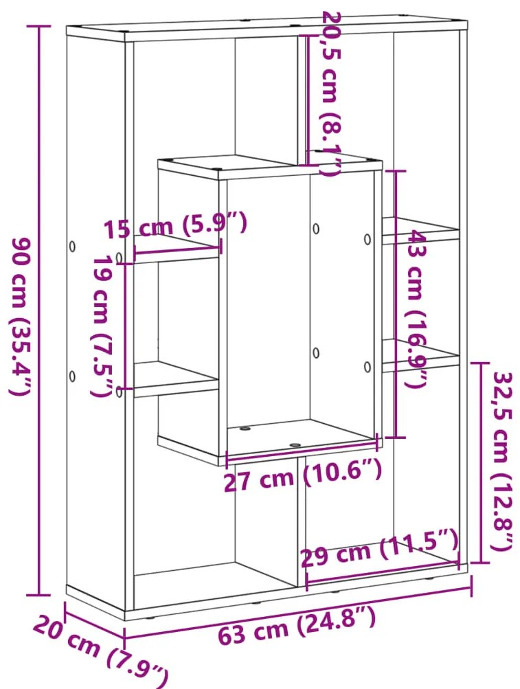 Estante 63x20x90 cm derivados de madeira cinzento cimento