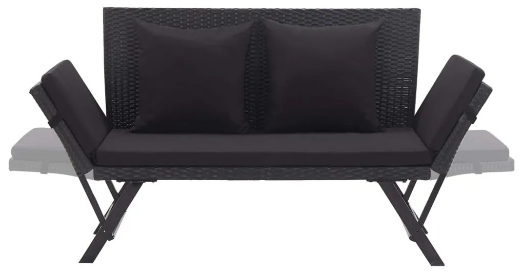 Banco de jardim c/ almofadões 176 cm vime PE preto