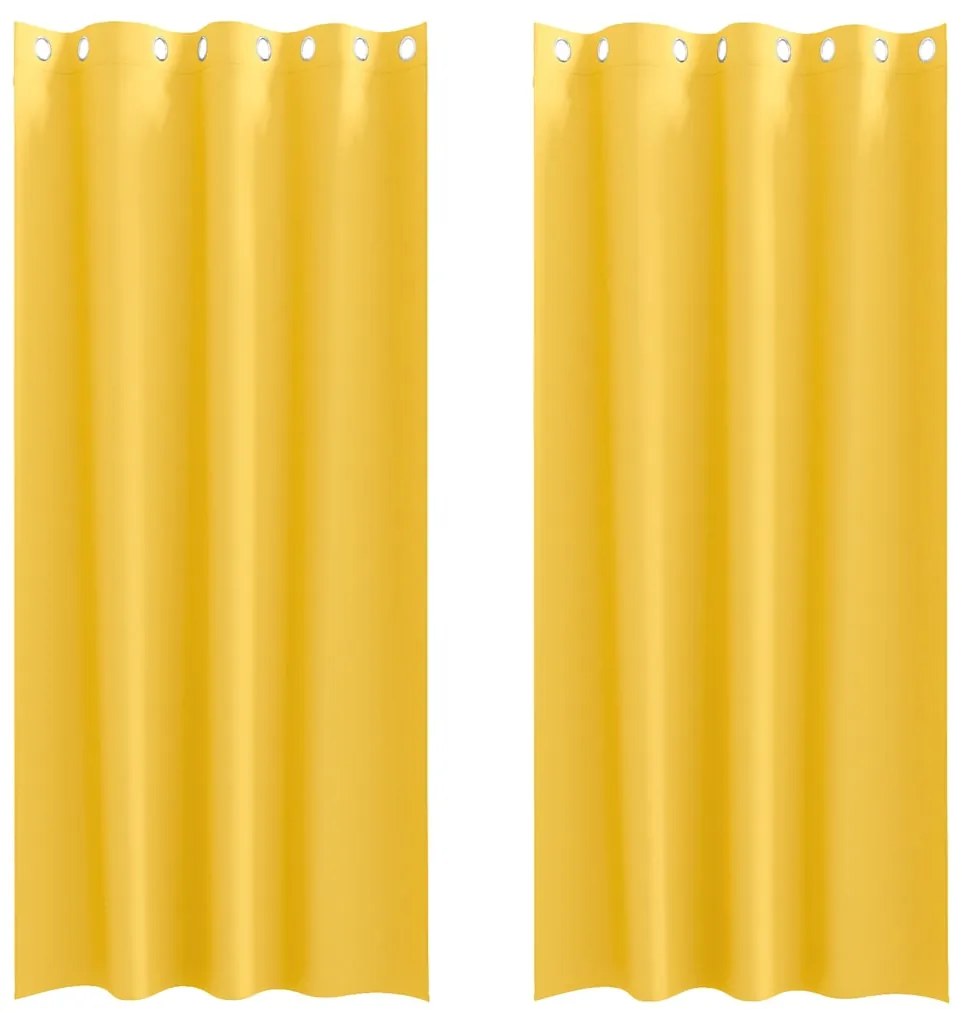 Cortinas 2 pcs amarelo mostarda 260 x 140 cm Poliéster