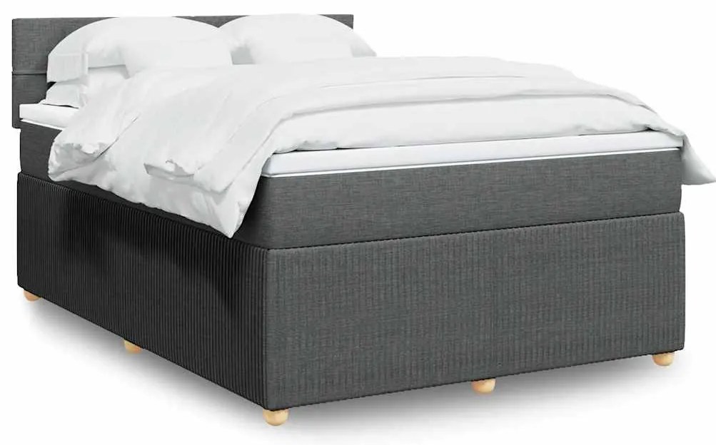 vidaXL Cama com molas/colchão 160x200 cm tecido cinzento-escuro